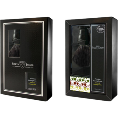 Edwin Jagger Coffret Rasage - Blaireau Anglais avec Manche Imitation Ébène + Crème à Raser Citron Vert et Grenade unisex - Publicité Edwin Jagger Coffret Rasage - Blaireau Anglais avec Manche Imitation Ébène + Crème à Raser Citron Vert et Grenade unisex - Publicité