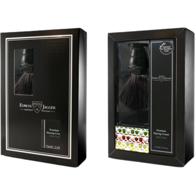 Coffret cadeau Ebene et crème à raser à l'aloe - Edwin Jagger - Publicité Coffret cadeau Ebene et crème à raser à l'aloe - Edwin Jagger - Publicité