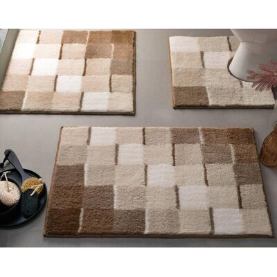 Becquet Tapis de bain acrylique bicolore beige et marron effet mosaÎque 1850 g/m² 60 x 60 cm unisex - Publicité Becquet Tapis de bain acrylique bicolore beige et marron effet mosaÎque 1850 g/m² 60 x 60 cm unisex - Publicité