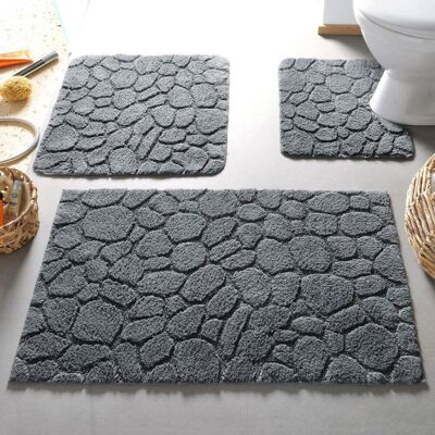 Becquet Tapis de bain relief 1550 g/m² GALETS - gris anthracite 70 x 120 cm unisex - Publicité Becquet Tapis de bain relief 1550 g/m² GALETS - gris anthracite 70 x 120 cm unisex - Publicité