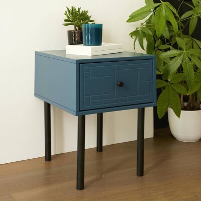 Becquet Table de chevet bois et pieds métal KAISSON bleue unisex - Publicité Becquet Table de chevet bois et pieds métal KAISSON bleue unisex - Publicité