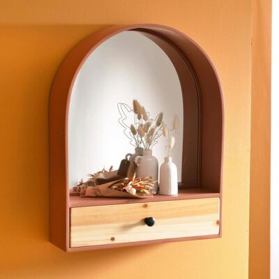 Becquet Etagère murale avec miroir integré RONDI orange terracotta unisex - Publicité Becquet Etagère murale avec miroir integré RONDI orange terracotta unisex - Publicité