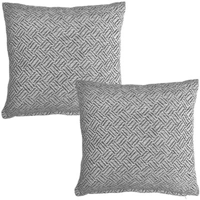 Becquet Lot de 2 housses de coussin en coton gris tissé jacquard - ERIS 40 x 40 cm unisex - Publicité Becquet Lot de 2 housses de coussin en coton gris tissé jacquard - ERIS 40 x 40 cm unisex - Publicité