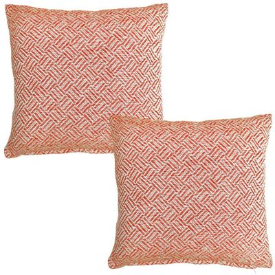Becquet Lot de 2 housses de coussin en coton rouge tomette tissé jacquard - ERIS 40 x 40 cm unisex - Publicité Becquet Lot de 2 housses de coussin en coton rouge tomette tissé jacquard - ERIS 40 x 40 cm unisex - Publicité