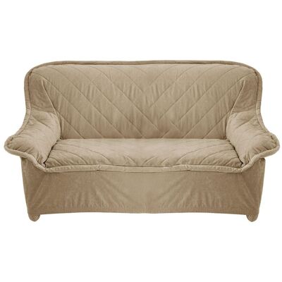Becquet Housse fauteuil, canapé en microfibre - Beige sable 2 places unisex - Publicité Becquet Housse fauteuil, canapé en microfibre - Beige sable 2 places unisex - Publicité