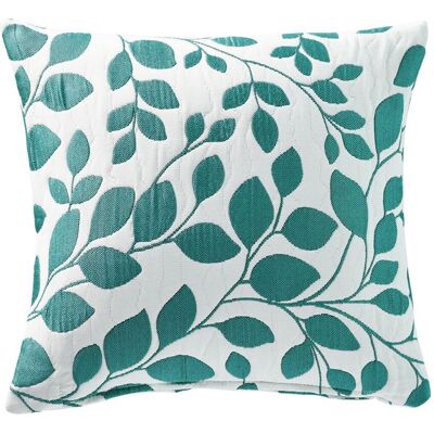 Becquet Housse de coussin jacquard motif végétal FANNY - Turquoise 40 x 40 cm unisex - Publicité Becquet Housse de coussin jacquard motif végétal FANNY - Turquoise 40 x 40 cm unisex - Publicité