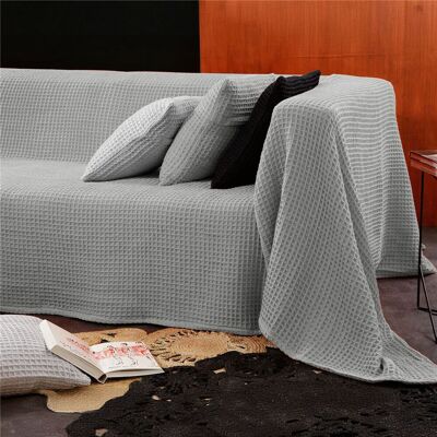 Becquet Jeté de fauteuil ou canapé nid-d'abeilles en coton gris perle - FEROE 230 x 250 cm unisex - Publicité Becquet Jeté de fauteuil ou canapé nid-d'abeilles en coton gris perle - FEROE 230 x 250 cm unisex - Publicité