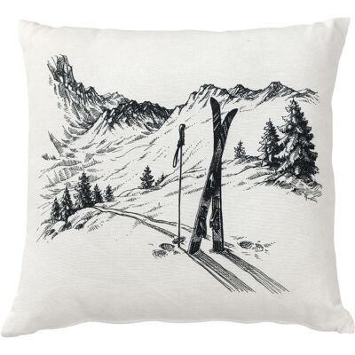 Becquet Coussin en coton écru à motif montagne noir - SAMOENS 30 x 50 cm unisex - Publicité Becquet Coussin en coton écru à motif montagne noir - SAMOENS 30 x 50 cm unisex - Publicité