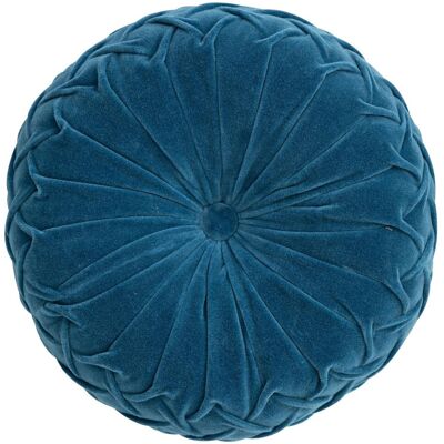 Becquet Coussin rond en coton bleu canard - VELOURS 35 cm unisex - Publicité Becquet Coussin rond en coton bleu canard - VELOURS 35 cm unisex - Publicité