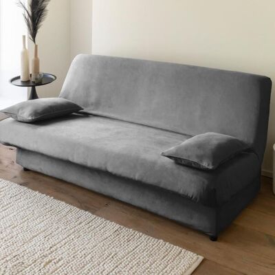 Becquet Housse clic-clac en polyester effet velours gris anthracite - GALENA 2 places unisex - Publicité Becquet Housse clic-clac en polyester effet velours gris anthracite - GALENA 2 places unisex - Publicité