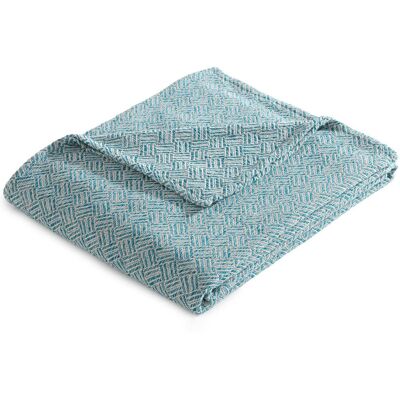 Becquet Jeté de canapé coton tissé jacquard bleu canard JC.ERIS 230 x 250 cm unisex - Publicité Becquet Jeté de canapé coton tissé jacquard bleu canard JC.ERIS 230 x 250 cm unisex - Publicité