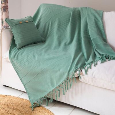 Becquet Jeté de fauteuil en coton ORION - vert céladon 180 x 250 cm unisex - Publicité Becquet Jeté de fauteuil en coton ORION - vert céladon 180 x 250 cm unisex - Publicité