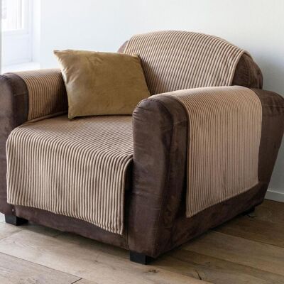 Becquet Protège fauteuil VELOURS côtelé - beige 55 x 200 cm unisex - Publicité Becquet Protège fauteuil VELOURS côtelé - beige 55 x 200 cm unisex - Publicité