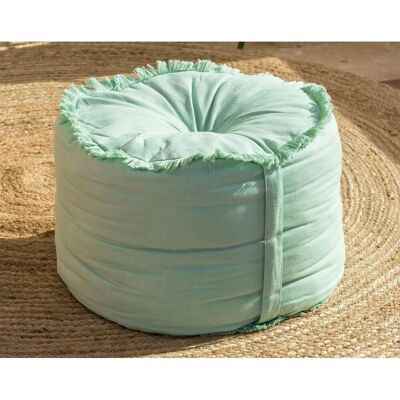 Becquet Pouf frangé vert céladon en coton 40 x 40 cm unisex - Publicité Becquet Pouf frangé vert céladon en coton 40 x 40 cm unisex - Publicité
