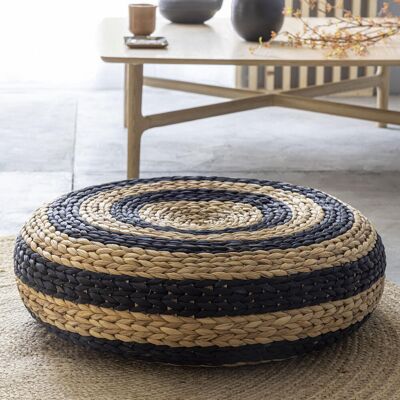 Becquet Pouf raye noir et naturel Illico Taille unique unisex - Publicité Becquet Pouf raye noir et naturel Illico Taille unique unisex - Publicité