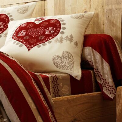 Becquet Drap plat flanelle à motif coeurs VALMOREL - Rouge Gris 270 x 300 cm unisex - Publicité Becquet Drap plat flanelle à motif coeurs VALMOREL - Rouge Gris 270 x 300 cm unisex - Publicité