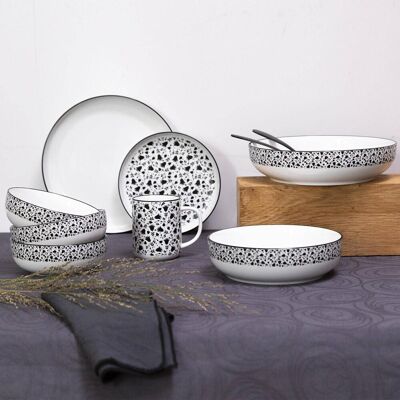 Becquet Lot de 4 assiettes creuses céramique BLACK FLOWERS unisex - Publicité Becquet Lot de 4 assiettes creuses céramique BLACK FLOWERS unisex - Publicité