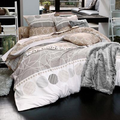 Becquet Drap plat, rayures de motifs EXPRESSO POLYCOTON - beige 240 x 300 cm unisex - Publicité Becquet Drap plat, rayures de motifs EXPRESSO POLYCOTON - beige 240 x 300 cm unisex - Publicité