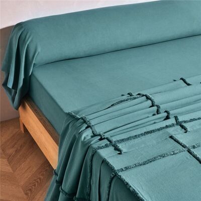 Becquet Drap plat en coton NICOLAS - bleu vert 180 x 290 cm unisex - Publicité Becquet Drap plat en coton NICOLAS - bleu vert 180 x 290 cm unisex - Publicité