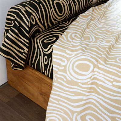 Becquet Drap plat en flanelle sable à motif graphique effet bois écru - TOPO 180 x 290 cm unisex - Publicité Becquet Drap plat en flanelle sable à motif graphique effet bois écru - TOPO 180 x 290 cm unisex - Publicité