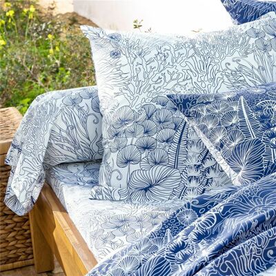 Becquet Drap plat en coton bleu à motif marin - LES PROFONDEURS 180 x 290 cm unisex - Publicité Becquet Drap plat en coton bleu à motif marin - LES PROFONDEURS 180 x 290 cm unisex - Publicité