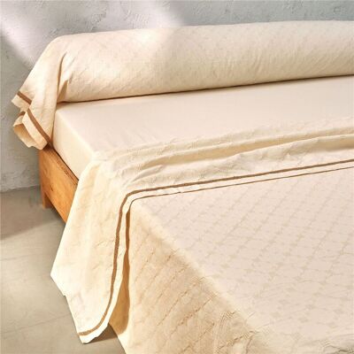 Becquet Drap plat en coton beige uni gaufré - SAHA 270 x 300 cm unisex - Publicité Becquet Drap plat en coton beige uni gaufré - SAHA 270 x 300 cm unisex - Publicité