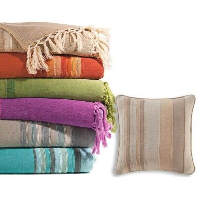 Becquet Lot de 2 housses coussin rayées en coton - Beige 40 x 40 cm unisex - Publicité Becquet Lot de 2 housses coussin rayées en coton - Beige 40 x 40 cm unisex - Publicité