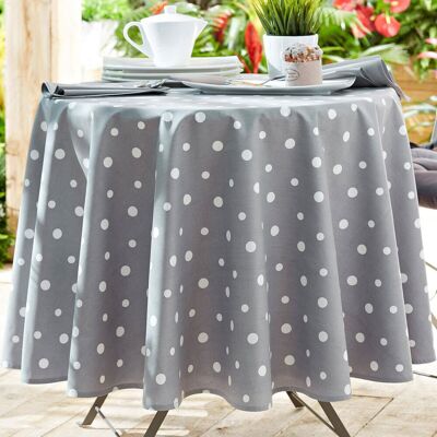 Becquet Nappe coton enduit à pois ZUMBA 180 ø - gris unisex - Publicité Becquet Nappe coton enduit à pois ZUMBA 180 ø - gris unisex - Publicité