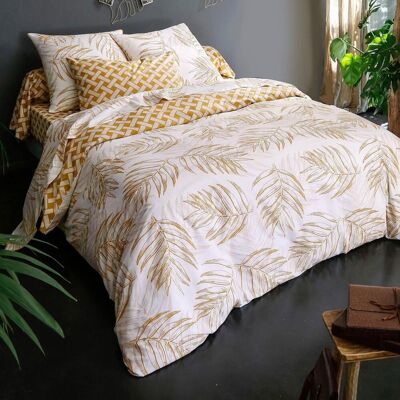 Becquet Drap plat en coton blanc à motif palmier - PALRI 270 x 300 cm unisex - Publicité Becquet Drap plat en coton blanc à motif palmier - PALRI 270 x 300 cm unisex - Publicité