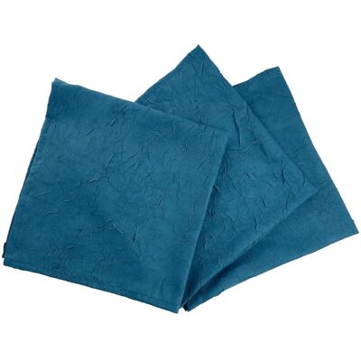 Becquet Lot de 3 serviettes de table en polyester bleu orage effet froissé - FONTANA 45 x 45 cm unisex - Publicité Becquet Lot de 3 serviettes de table en polyester bleu orage effet froissé - FONTANA 45 x 45 cm unisex - Publicité