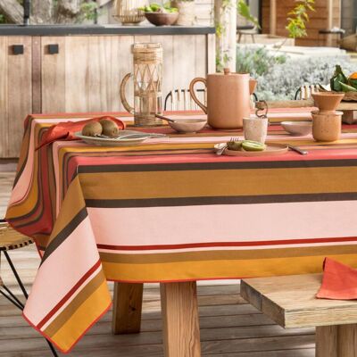 Becquet Nappe de table polycoton STRIBER - terracotta 150 x 300 cm unisex - Publicité Becquet Nappe de table polycoton STRIBER - terracotta 150 x 300 cm unisex - Publicité