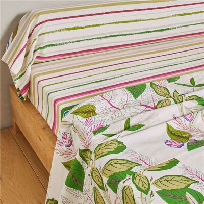 Becquet Drap plat en coton IRREELLE imprimé feuilles - beige clair 270 x 300 cm unisex - Publicité Becquet Drap plat en coton IRREELLE imprimé feuilles - beige clair 270 x 300 cm unisex - Publicité