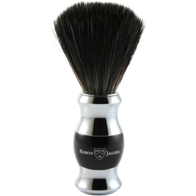Edwin Jagger Blaireau de Rasage avec Manche Chromé et Imitation Ébène et Fibres Synthétiques Noires unisex - Publicité Edwin Jagger Blaireau de Rasage avec Manche Chromé et Imitation Ébène et Fibres Synthétiques Noires unisex - Publicité