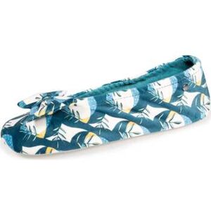 Chaussons Isotoner Chaussons ballerines Femme Grand Nœud Tropical Bleu - Publicité Chaussons Isotoner Chaussons ballerines Femme Grand Nœud Tropical Bleu - Publicité