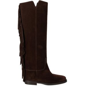 Bottes Via Roma 15 bottes en daim marron avec franges - Publicité Bottes Via Roma 15 bottes en daim marron avec franges - Publicité