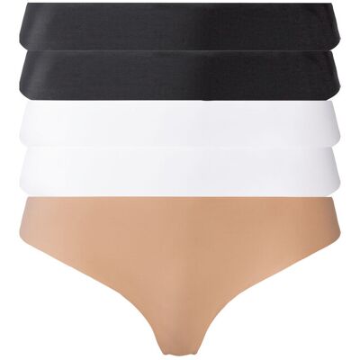 ESMARA® Lot de 5 strings femme (noir/beige/blanc) XL (46/48) noir/beige/blanc - Publicité ESMARA® Lot de 5 strings femme (noir/beige/blanc) XL (46/48) noir/beige/blanc - Publicité