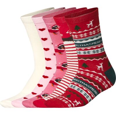 ESMARA® Lot de 5 paires de chaussettes Noël femme (rose/blanc/rouge, 35-38) 35-38 rose/blanc/rouge - Publicité ESMARA® Lot de 5 paires de chaussettes Noël femme (rose/blanc/rouge, 35-38) 35-38 rose/blanc/rouge - Publicité
