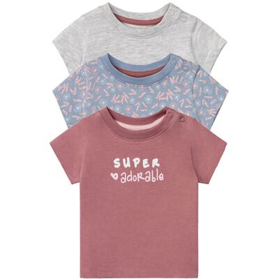 LUPILU® Lot de 3 t-shirts bébé (rose/bleu/gris) 6-12 mois rose/bleu/gris - Publicité LUPILU® Lot de 3 t-shirts bébé (rose/bleu/gris) 6-12 mois rose/bleu/gris - Publicité