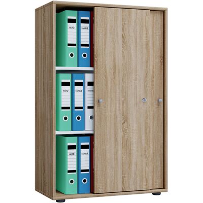 Armoire de bureau VCM avec portes coulissantes - 70x37x110 cm - Publicité Armoire de bureau VCM avec portes coulissantes - 70x37x110 cm - Publicité