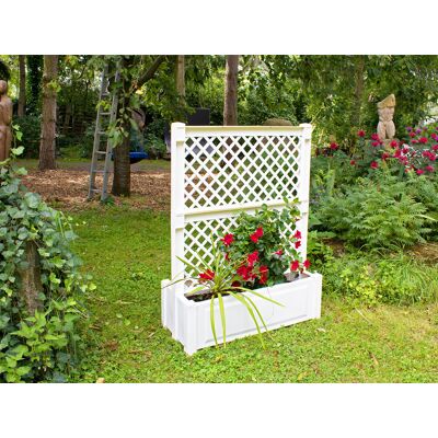KHW Treillis et Bac à Plantes Blanc - 100cm x 140cm x 43cm - Publicité KHW Treillis et Bac à Plantes Blanc - 100cm x 140cm x 43cm - Publicité
