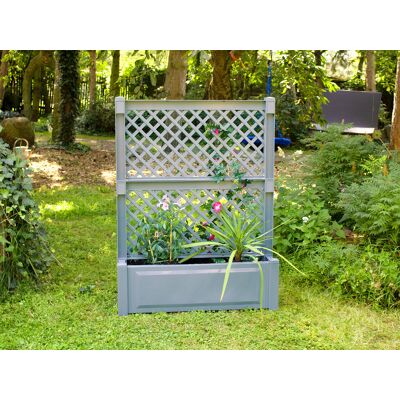 KHW Treillis de jardin et boîte à plantes - Gris - 100cm - Publicité KHW Treillis de jardin et boîte à plantes - Gris - 100cm - Publicité