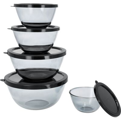 SILVERCREST® Set de 5 bols en verre (Noir) - Publicité SILVERCREST® Set de 5 bols en verre (Noir) - Publicité