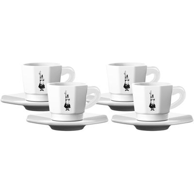 BIALETTI Lot de 4 tasses à expresso en porcelaine - Publicité BIALETTI Lot de 4 tasses à expresso en porcelaine - Publicité
