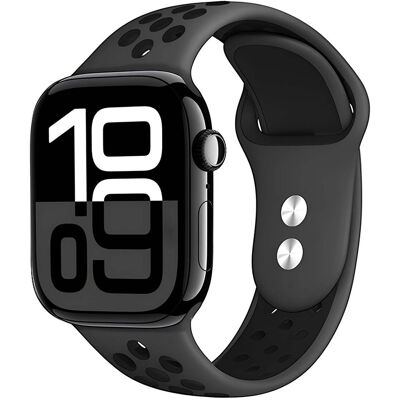 GÉNÉRIQUE Bracelet Sport Perforé Pour Apple Watch 38 / 40 / 41 Mm Réglable Et Souple Noir Crong - Publicité GÉNÉRIQUE Bracelet Sport Perforé Pour Apple Watch 38 / 40 / 41 Mm Réglable Et Souple Noir Crong - Publicité