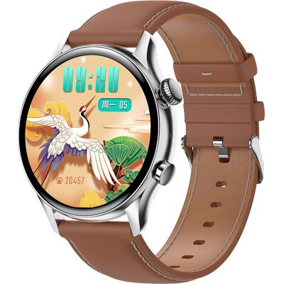 Montre Connectée Sport Retina 1,36'' Cuir Pu Cardio O2 Pression Sanguine Commande Vocale Ip68 Argent Yonis - Publicité Montre Connectée Sport Retina 1,36'' Cuir Pu Cardio O2 Pression Sanguine Commande Vocale Ip68 Argent Yonis - Publicité