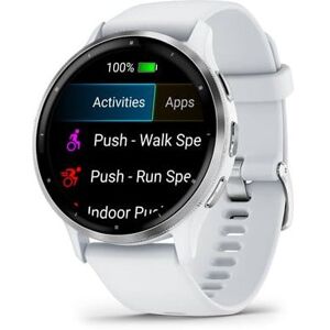 Montre Connectée Garmin Venu 3 45mm En Acier Silver, Boîtier Blanc Et Bracelet En Silicone Blanc