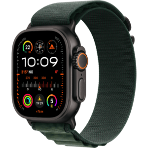 Apple Watch Ultra 2 Gps + Cellular 49 Mm Noir Titane Avec Bracelet Alpin Vert Foncé -