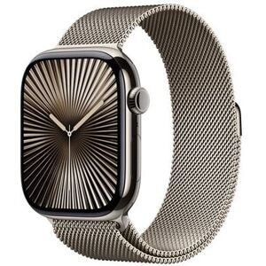 Apple Watch Series 10 Gps + Cellular 46mm Boîtier En Titane Naturel Avec Bracelet Milanais Naturel S M