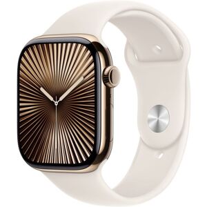 Apple Watch Series 10 Gps + Cellular 46mm Boîtier En Titane Or Avec Bracelet Sport Lumière Stellaire M L