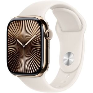 Apple Watch Series 10 Gps + Cellular 42mm Boîtier En Titane Or Avec Bracelet Sport Lumière Stellaire M L